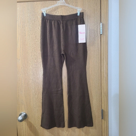 angel cult Pants - NWT Angel Cult Brown Knit Flare High Waisted Comfy Lounge Pants Sweatpants